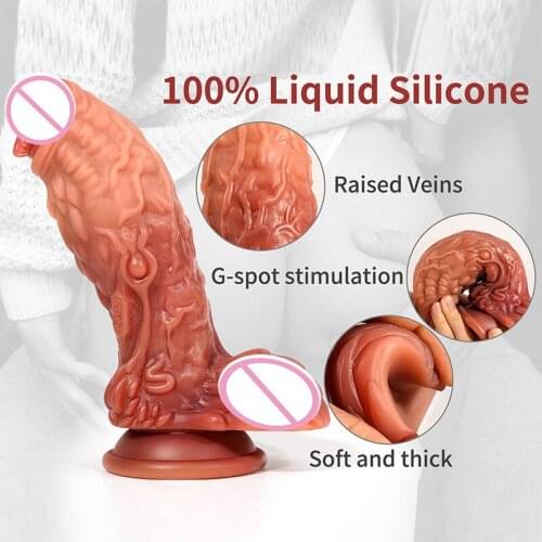 Big Dildo Adult Sex Products Brown Liquid Silicone Simulation Penis With Suction Cup Huge Anal Vagina Butt Plug Adult Masturbate