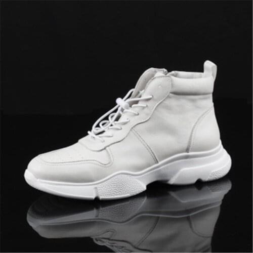 Bmante Men Shoes High-TOP Ankle Boots Genuine Leather Mens Sneaker Luxury Platform Lace-up Autumn Shoes Gothic Dark Owen