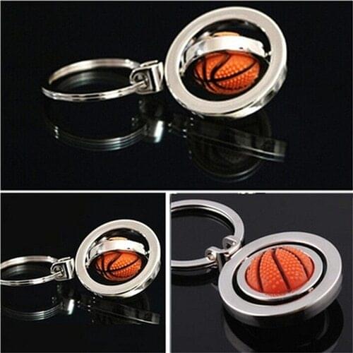 Key Fob Ball Gifts For Men 3D Sports Rotating Basketball football soccer Keychain Keyring Ring