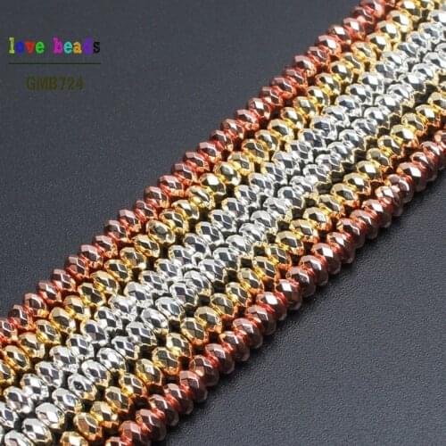4*2mm Faceted Rondell Hematite Beads Natural Stone Beads For Jewelry Making 180pcs/lot Spacer Beads Diy Jewelry