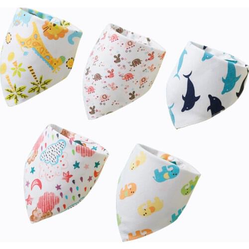 5Pcs/Set Baby Bibs Triangle Double Cotton Bandana Bibs Baby Boys Girls Babador Feeding Smock Infant Burp Cloth Baby Saliva Towel
