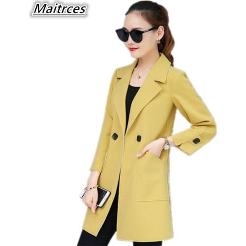 Elegant Fashion Women Trench Coats 2018 Spring Trench Coat Female Turn-down Collar Casual Slim Womens Windbreaker FY002
