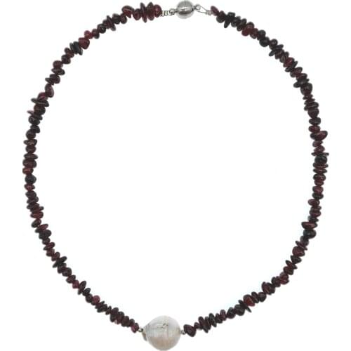 FoLisaUnique Garnet With Freshwater Baroque Pearl Necklace Natural Energy Healing Stone Delicate For Women Girls Gift 18 Inch