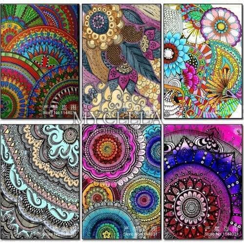 Folk Art 5D DIY Diamond Painting Flowers & Color Pattern Standing Diamond Embroidery Gift Decoration Round Stitch Diamond Mosaic