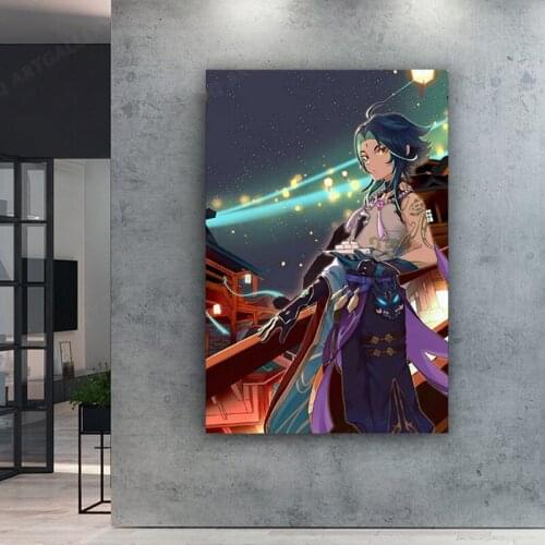Game Poster Xiao (Genshin Impact), Lantern Festival, Sky Lanterns Painting Bedroom Family Decor Canvas Wall Art Picture Print Fa
