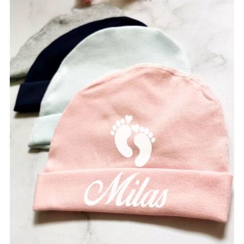 Personalized Newborn Baby Hat High Quality Cotton Unisex Infant Baby Caps Custom Name Baby Shower Baptism Gifts Baby Beanie Hats