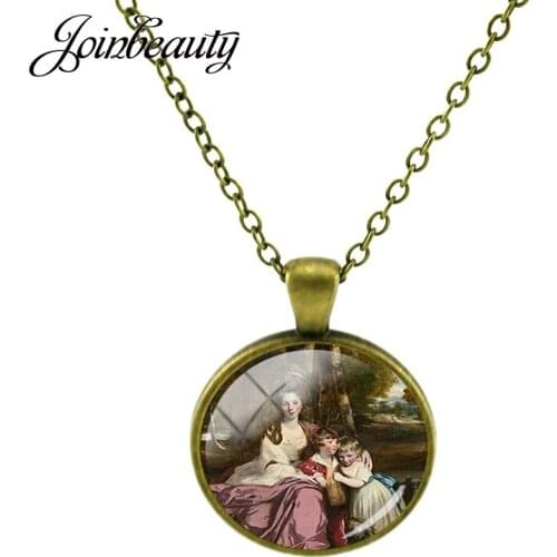 JOINBEAUTY Family Mothers Day Daughter Pattern Pendants Necklaces Handmade Glass Dome Necklaces Jewelry For Mother Gift MM201