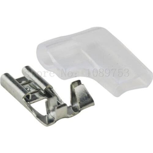 20x 6.3mm Female RA Flag Spade Tin Plated Terminal Connector + Insulate Case