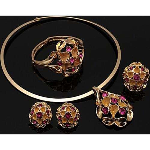Dubai Gold Color Jewelry Sets Big Design Nigerian Wedding woman accessories jewelry set Fashion African beads Jewelry Set