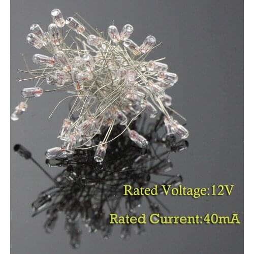 MP03W 100pcs 2.5mm 12V Clear Mini Bulbs Grain of Wheat Bulbs Warm White