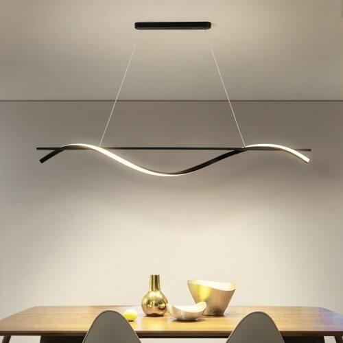 New Modern LED Restaurant Chandelier Nordic Simple Hanging Table Bar Table Lamp Creative Personality Black Gold Led Strip Lamp