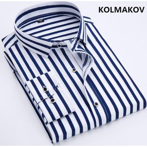 2019 New Mens Striped Male Shirts Cotton Men Shirt Mens Clothing Chemise Social casual Slim fit Dress Homme Shirts men K036