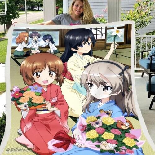 Anime Girl Character Blanket 3D Cartoon Print Sherpa Blanket Kids On Bed Home Textiles Anime lovers Adults Dreamlike Style