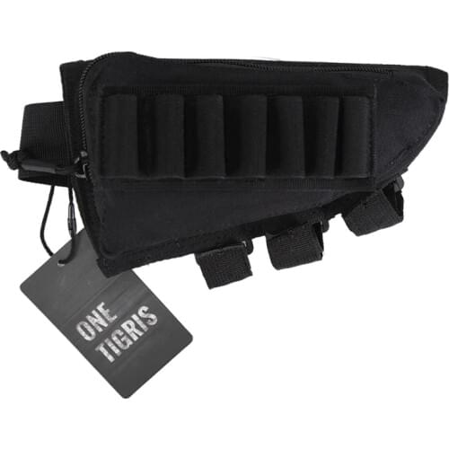 OneTigris Tactical Buttstock Shotgun Rifle Stock Ammo Portable Pouch Shell Cartridge Holder Pouch for Outdoor Hunting Survival