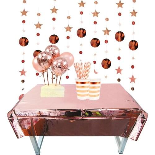 Rose Gold Party supplies Disposable Tableware Cup Plate Straws kids adult 1st Birthday Party Decor solid champagne Baby Shower