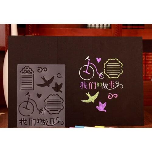 Template diy ruler Themed Lace Ruler Hollow Painting Template Diy Handmade Black Card Tool Material
