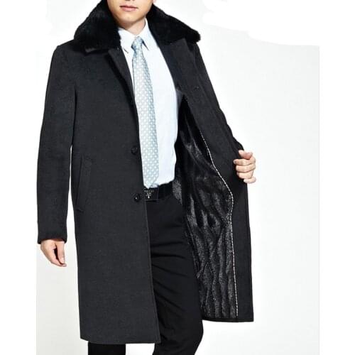 Wool Mens Coat Men Brand-Clothing Natural Rabbit Fur Collar Thick Woolen Overcoat Men New Long Mens Jackets And Coats WUJ1148 en