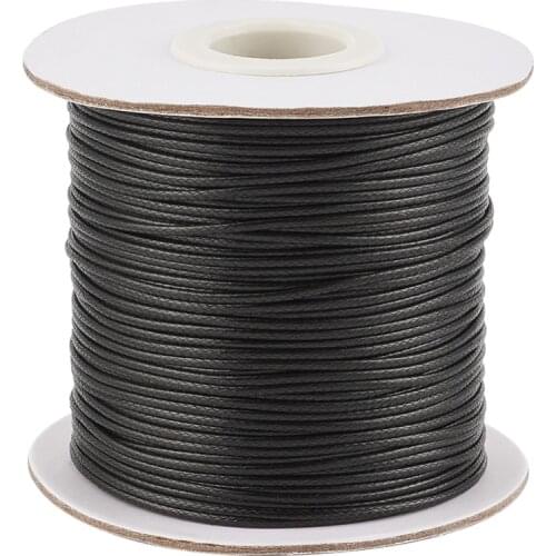 1mm Black Waxed Polyester Cord Waxed Line Thread String Strap for DIY Bracelets Necklaces Rope Jewelry Making 85yards/roll