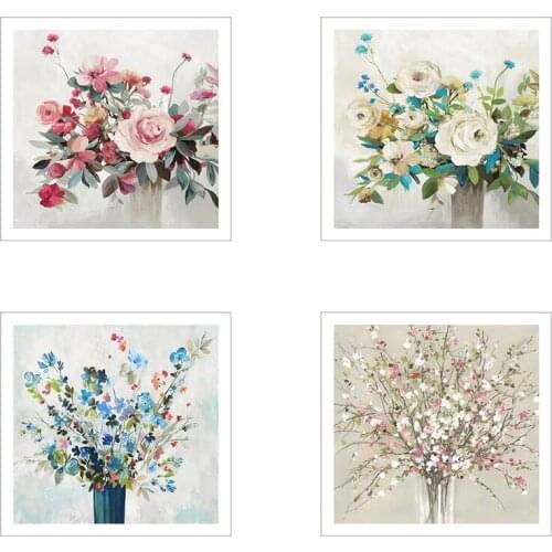 Modern Abstract Wall Art Luxury Flowers Watercolor Paintings Nordic Square Canvas Posters Prints Living Room Bedroom Decoration