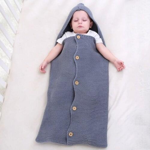 Baby Hooded Sleeping Bag Kids Blanket Casual Baby Blankets Knitted Newborn Swaddle Newborn Blanket Baby Stroller Sleeping Bag