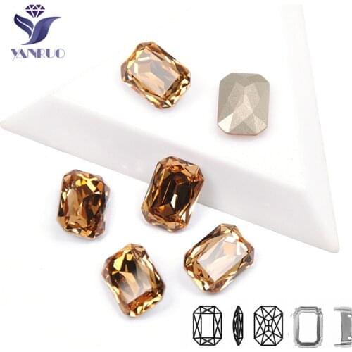 YANRUO 4627 Octagon K9 Crystal Light Colorado Toapz Chatons And Stones DIY Diamonds Craft Applique On Clothes Accessories