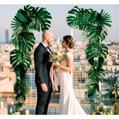 12pcs Artificial Plants Palm Leaf Monstera Birthday Wedding Party Balloon Garland Accessories Living Room Home Decoration Plants