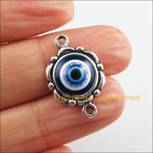 18 New Flower Charms Connectors Tibetan Silver Color Round Resin Pendants 15.5x23mm