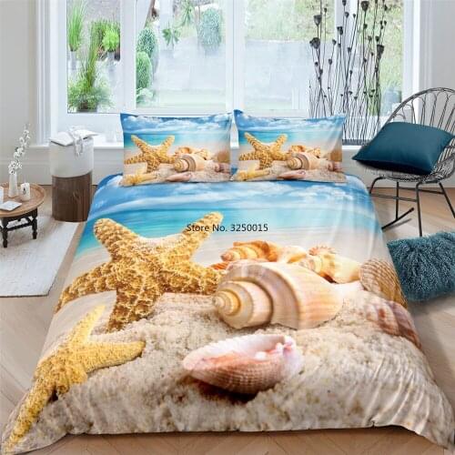 2-3 Pcs 3D Beach Digital Printing Set Duvet Cover & Pillow Soft Comforter Covers Single Twin Double Full Queen King Size