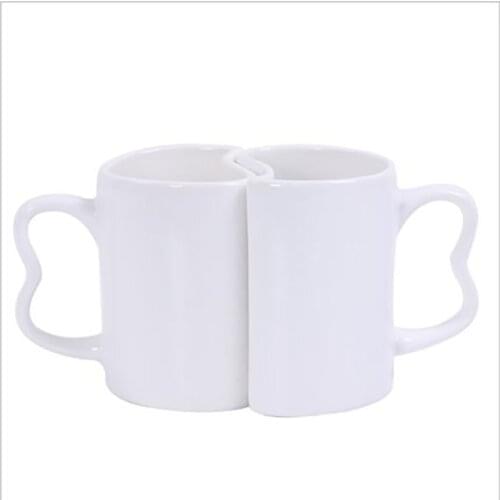 2PCS White Personalized Custom Made Heat Transfer Printing Sublimation Blank Couples Cup Mug