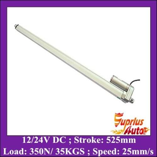 21inch=525mm stroke linear actuator 24v, 350N/ 35KGS load with 25mm/s speed 12v linear actuator