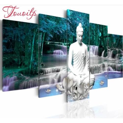 5 PCS Multi-picture Diamond Painting Buddha Art Gifts Room Decor Diamond Mosaic Embroidery Religion Rhinestones Pattern