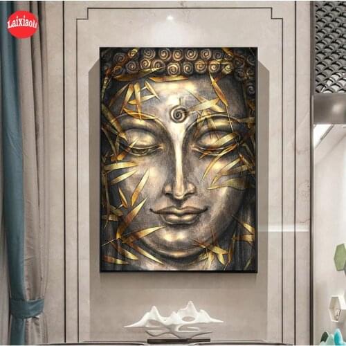 5D DIY Diamond Painting Abstract art, golden buddha statue, religion Hot selling home art cross stitch full squareround diamond