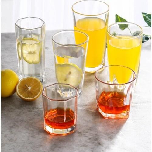 6PCS/Set blue beer steins Thick Bottom Glass cup Household Heat-resistant Glass Tea Beer Glass Juice Cup Red Wine Glass