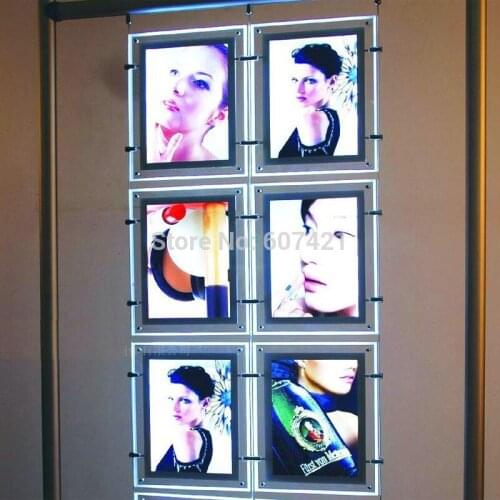 6 Unit/Column) A4 Double Side Portrait 2x3 LED Window Display Kits,Retail Shop Window Portrait Cable Displays