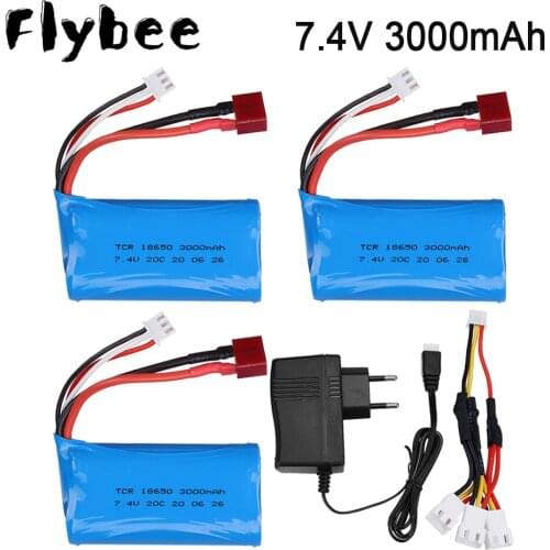 7.4V 2S Lipo Battery for Wltoys 12428 12401 12402 12403 12404 12423 FY-03 FY01 FY02 rc toys battery parts 18650 7.4V 3000mah