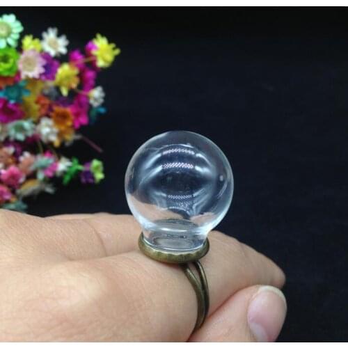 Freeshipping 30sets/lot 20*12mm glass globe bubble Glass Cover Glass Bulb Vial with 12mm Ring tray Set DIY Glass Jewelry finding