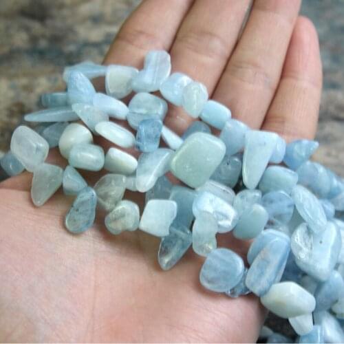 8-11x12-15mm Top Drilling Blue Aquamarines Beads Natural Freeform Chips Beads For Jewelry Making 15'' DIY Beads Accessories