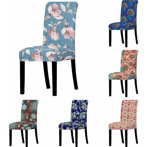 Mandala Flowers Chair Covers Spandex Stretch Bohemia Seat Chair Case Wedding Removable Big Elastic Slipcover Chair Cover Blue