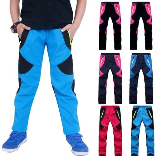 Children Boys Girls Pants Windproof Outdoor Trousers Breathable With Fleece Lining Warm Rain Trousers Ski Hiking Trousers 2-12Y