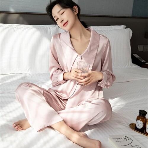 Fdfklak Black/White Home Clothes Silk Pajamas For Woman 2 Piece Lounge Wear 2021 New Pijamas Summer Pyjama Satin Femme Sexy