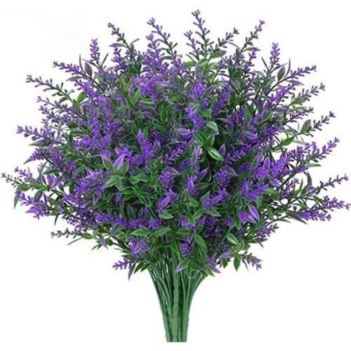 6pcs Artificial Flower Plastic Lavender Fake Plant Wedding Home Garden Decoration Bridal Bouquet Photography Props Household Pro