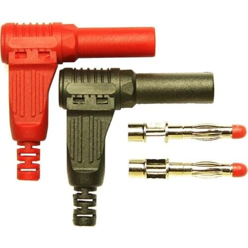 10Pcs/5pair Red/Black 4mm Male Right Angle Insulation Wire Solder Type DIY Banana Plug Connector Multimeter Test