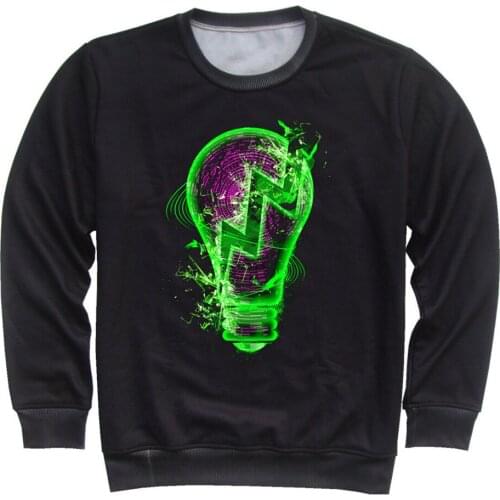 Joyonly 4-11 Years Old Children Sweatshirt Green Light Bulb Lightning Funny Design Hoodies For Boys Girls Kids Fleece Pullovers