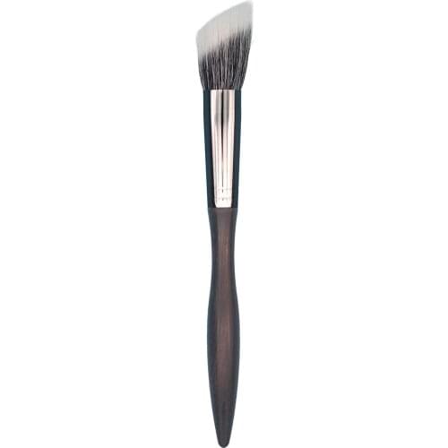 D056 Professional Handmade Makeup Brush Soft Saikoho Goat Hair Angled Flat Top Stippling Brush Ebony Handle Make Up Brushes