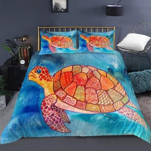 Cartoon Sea Turtle Whale Pattern Quilt Cover BedSpread for Kids Children Bedroom Duvet Cover Bedding Set Bed Decor 2/3 pcs