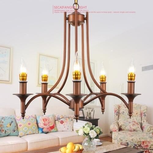 Bedroom Mediterranean Restaurant LAMPS Multiple Chandelier Vintage garden Iron hanging lamp simple European style Lights