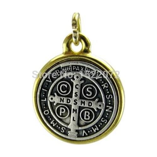 High quality and low price Medalla SAINT St Benedict Cross SILVER & GOLD Tone EXTRA SMALL Medal cheap custom antique black medal