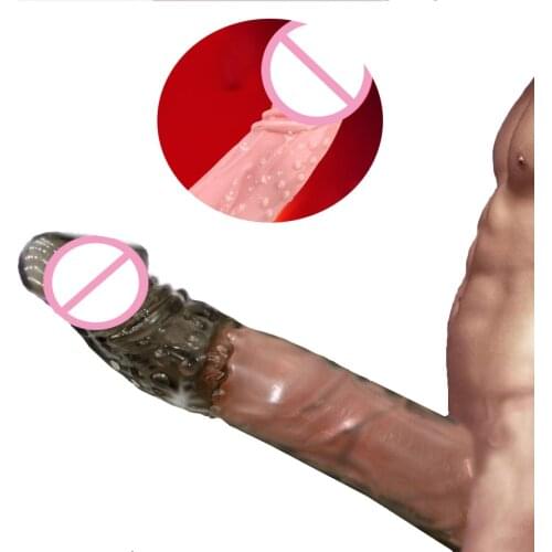 Reusable Silicon Big Penis Sleeve Extender Enlargement Sex Toys For Men Gay Adult