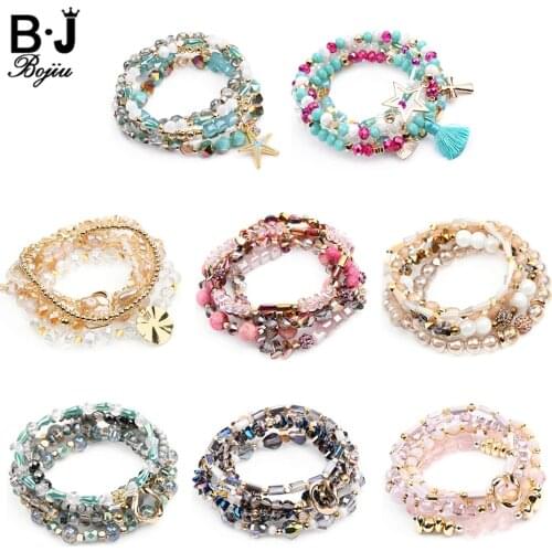 Multilayer Boho Designer Charms Bracelets Set For Women Luxury Beaded Jewelry Crystal Stone Metal Statement Bracelets BCSET298