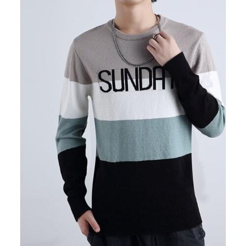 Men Striped Pullover Sweater Autumn And Winter Full Sleeve O-Neck Top